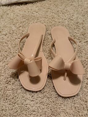 Women's Nude Bow Thong Sandals